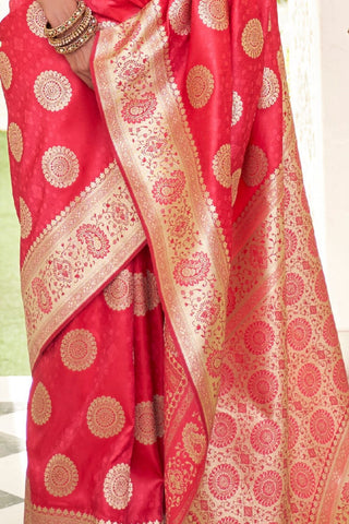 PINK PURE SATIN WEAVING SILK SAREE