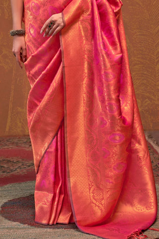 Pink Handloom Weaving Silk Saree