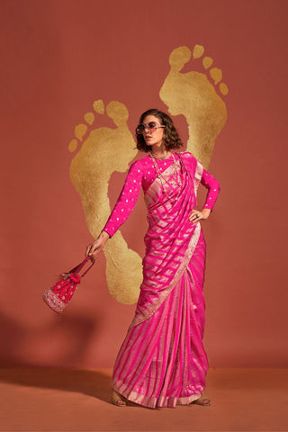 PINK PURE VISCOSE HANDLOOM SAREE - UNSTITCHED WITH BLOUSE