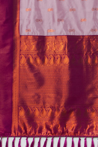 Pink and Gold-Toned Banarasi Silk Saree_Kumari Sarees