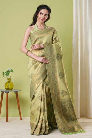 Pista Green Banarasi Silk Saree_Kumari Sarees