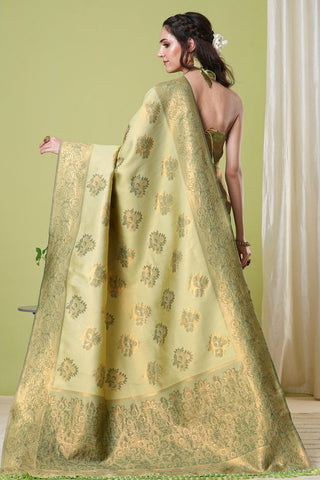 Pista Green Banarasi Silk Saree_Kumari Sarees