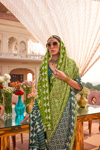 Pista Green Patola Silk Saree