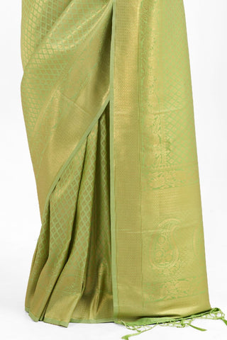 PISTA KANJEEVARAM HANDLOOM SILK SAREE 