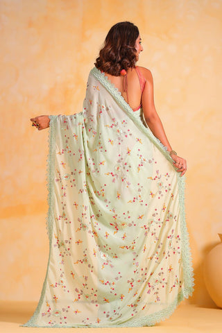 PISTA SEQUINS GEORGETTE SAREE