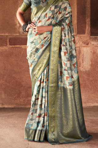 Grey Pure Handloom Silk Saree