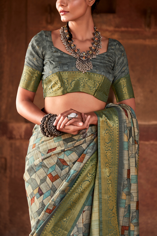 Grey Pure Handloom Silk Saree