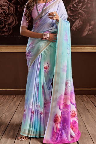 Lilac Pure Handloom Silk Saree