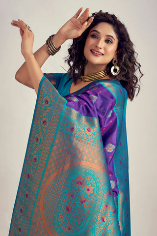 PURPLE&BLUE SOFT SILK SAREE