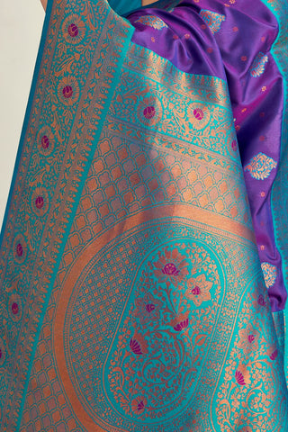 PURPLE&BLUE SOFT SILK SAREE