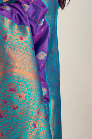 PURPLE&BLUE SOFT SILK SAREE