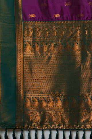 Purple & Green Banarasi Silk Saree_Kumari Sarees