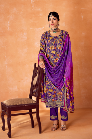 Purple Kanjeevaram Embroidery Border Kurta Set
