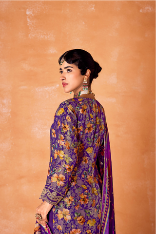Purple Kanjeevaram Embroidery Border Kurta Set
