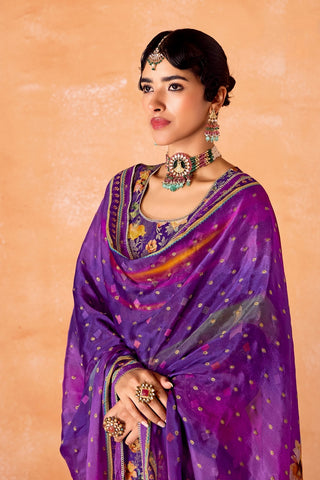 Purple Kanjeevaram Embroidery Border Kurta Set
