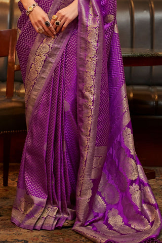 PURPLE PURE SATIN WEAVING SILK SAREE