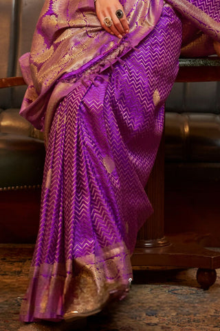 PURPLE PURE SATIN WEAVING SILK SAREE