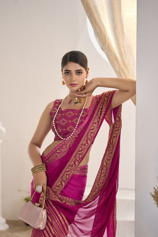 Purple Pure Silk Creep Saree_Kumari Sarees