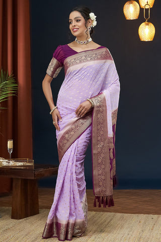 Purple Georgette Saree_Kumari Sarees