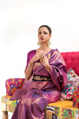 PURPLE KANJEEVARAM HANDLOOM SILK SAREE 