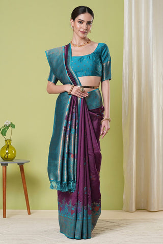 Purple Banarasi Silk Saree_Kumari Sarees