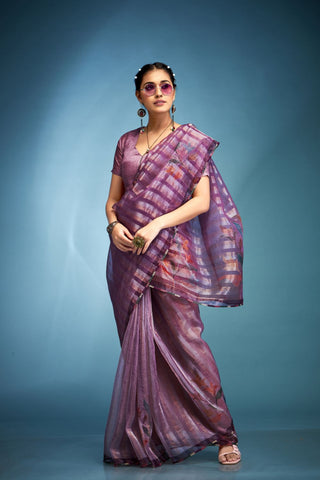 Purple Tissue Silk Saree_Kumari Sarees