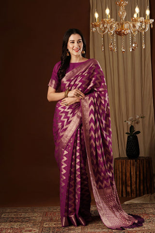 Purple Georgette Silk Saree_Kumari Sarees
