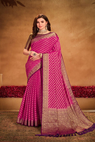 Purple Pure Georgette Silk Saree