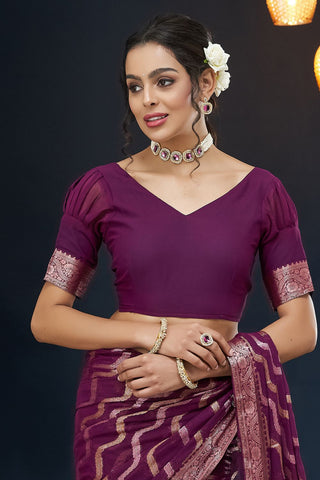 Purple Handloom Weaving Silk With Zari Saree_Kumari Sarees
