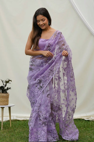 PURPLE SATIN SILK SAREE