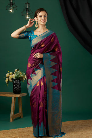 Purple Banarasi Silk Saree_Kumari Sarees