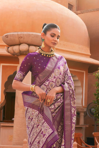 Purple Banarasi Patola Silk Saree