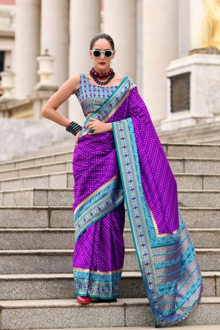 Purple Soft Banarasi Silk Saree