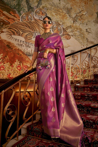 PURPLE NYLON CHINON TWO - TONE WEAVING SAREE