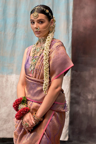 PURPLE TWO TONE HANDWOVEN SILK SAREE