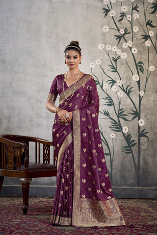 Purple Pure Satin Silk Saree_Kumari Sarees