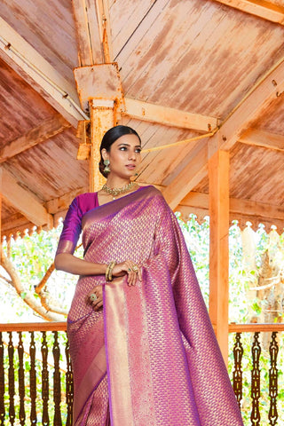 PURPLE KANJEEVARAM HANDLOOM SILK SAREE 