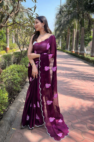 PURPLE CHIFFON SILK SAREE