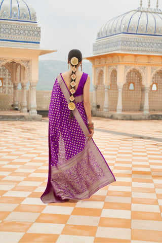 PURPLE NYLON HADNLOOM WEAVING SAREES