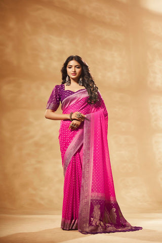 Purple Pure Georgette Saree_Kumari Sarees