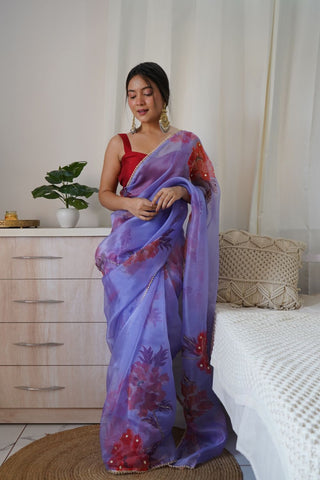 PURPLE ORGANZA SAREE