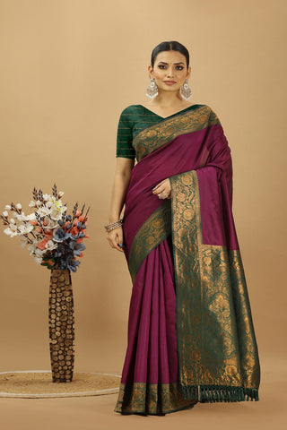 Purple Banarasi Silk Saree