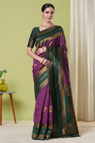 Purple Banarasi Silk Saree_Kumari Sarees