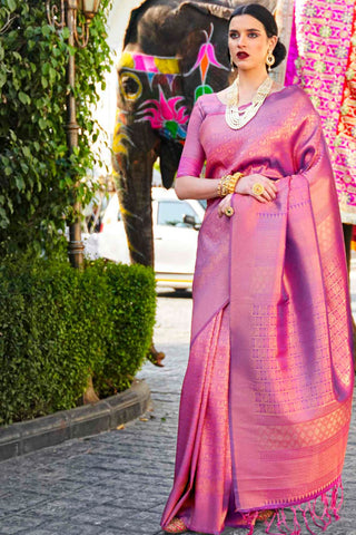 Purple Kanjeevaram Handloom Silk Saree