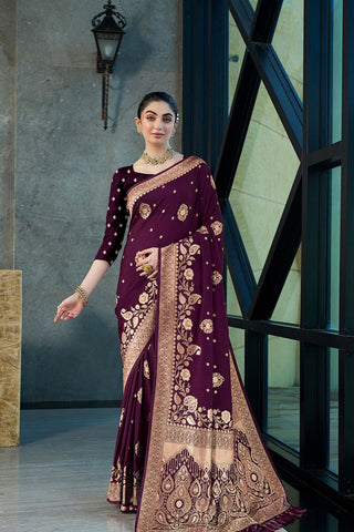 Dark Purple Crepe Georgette Saree_Kumari Sarees