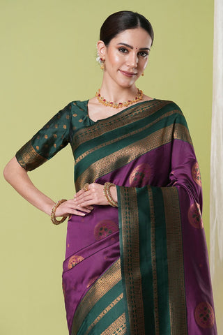 Purple Banarasi Silk Saree_Kumari Sarees