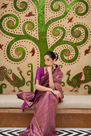 PURPLE KANJEEVARAM HANDLOOM SILK SAREE 