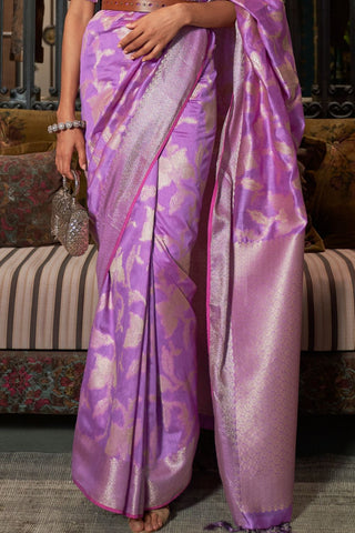 PURPLE PURE MODAL HANDLOOM WEAVING SILK SAREE