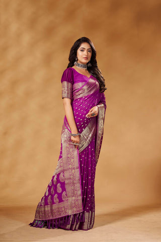 Purple Georgette Saree