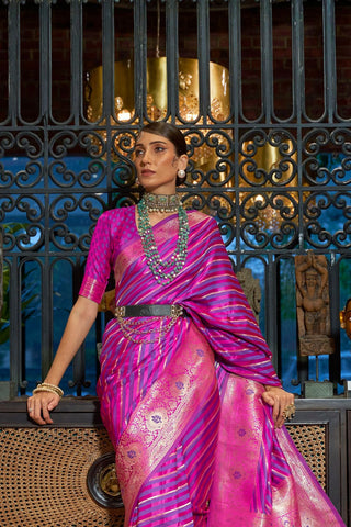 PURPLE PURE SATIN HANDLOOM WEAVING SAREE